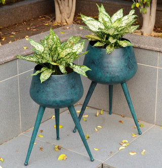Mercury Finish Planters on stand