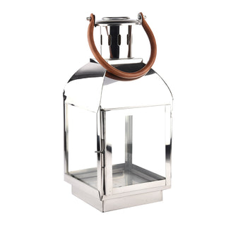 Stainless steel lantern with leather handle