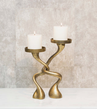 Mingled Alu Piller Candle Holder Set of 2