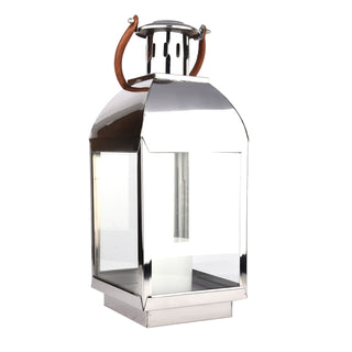 Stainless steel lantern with leather handle