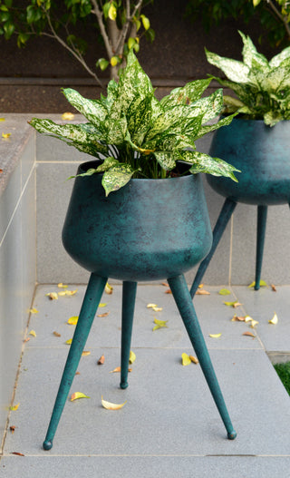 Mercury Finish Planters on stand