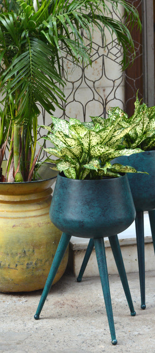 Mercury Finish Planters on stand