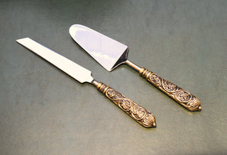 Cake Serving Cutlery in half Gold Antique and half nickle