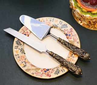 Cake Serving Cutlery in half Gold Antique and half nickle