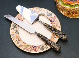 Cake Serving Cutlery in half Gold Antique and half nickle