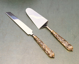 Cake Serving Cutlery in half Gold Antique and half nickle