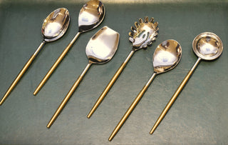 SS Sleek Handle Serving Cutlery in Gold & nickle