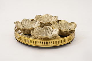 Round Mirror Tray Gold Finish (25 cm Diameter)