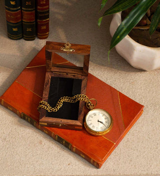 Pocket watch with wooden case