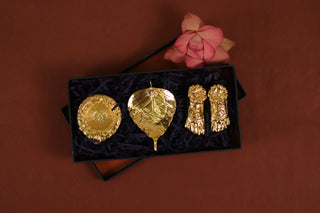 Diwali Hamper Gold including (Diva, Charan & Peepal Leaf)