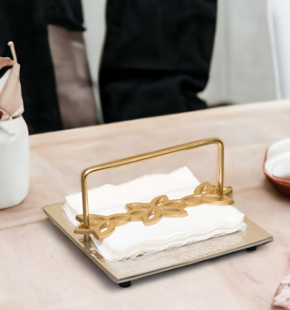 Dot Hammered Napkin Tray in nickle finish