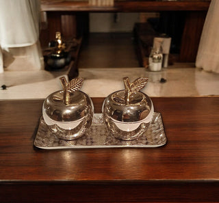 Apple bowl & tray set of 3