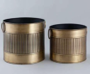 Ribbed Planter with Kunda Detailing – Golden Antique Finish