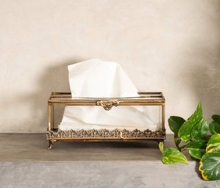 Tissue box in brass antique finish