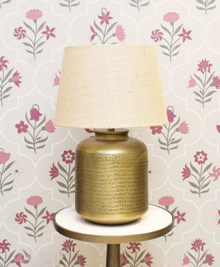 RATTAN TEXTURE LAMP IN GOLD ANTIQUE FINISH