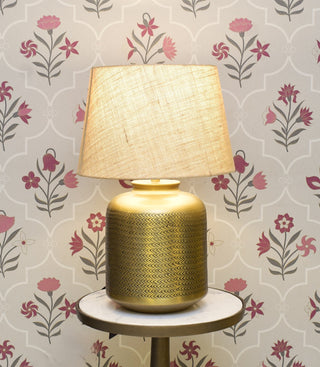 RATTAN TEXTURE LAMP IN GOLD ANTIQUE FINISH