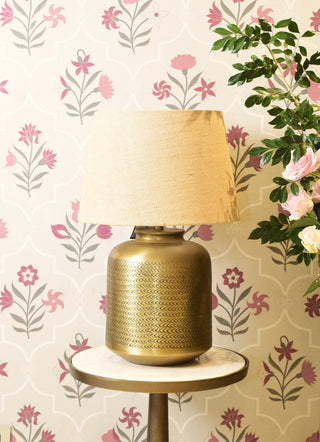 RATTAN TEXTURE LAMP IN GOLD ANTIQUE FINISH