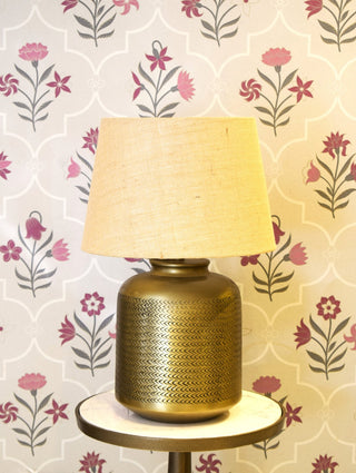 RATTAN TEXTURE LAMP IN GOLD ANTIQUE FINISH