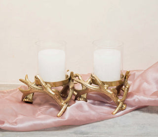 Two Light Branch Candle holder in Gold