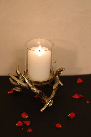 1 Light Branch Candle Holder in Gold Finish