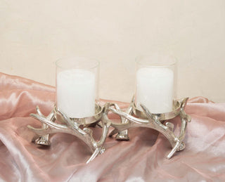 Two Light Branch Candle holder in nickle