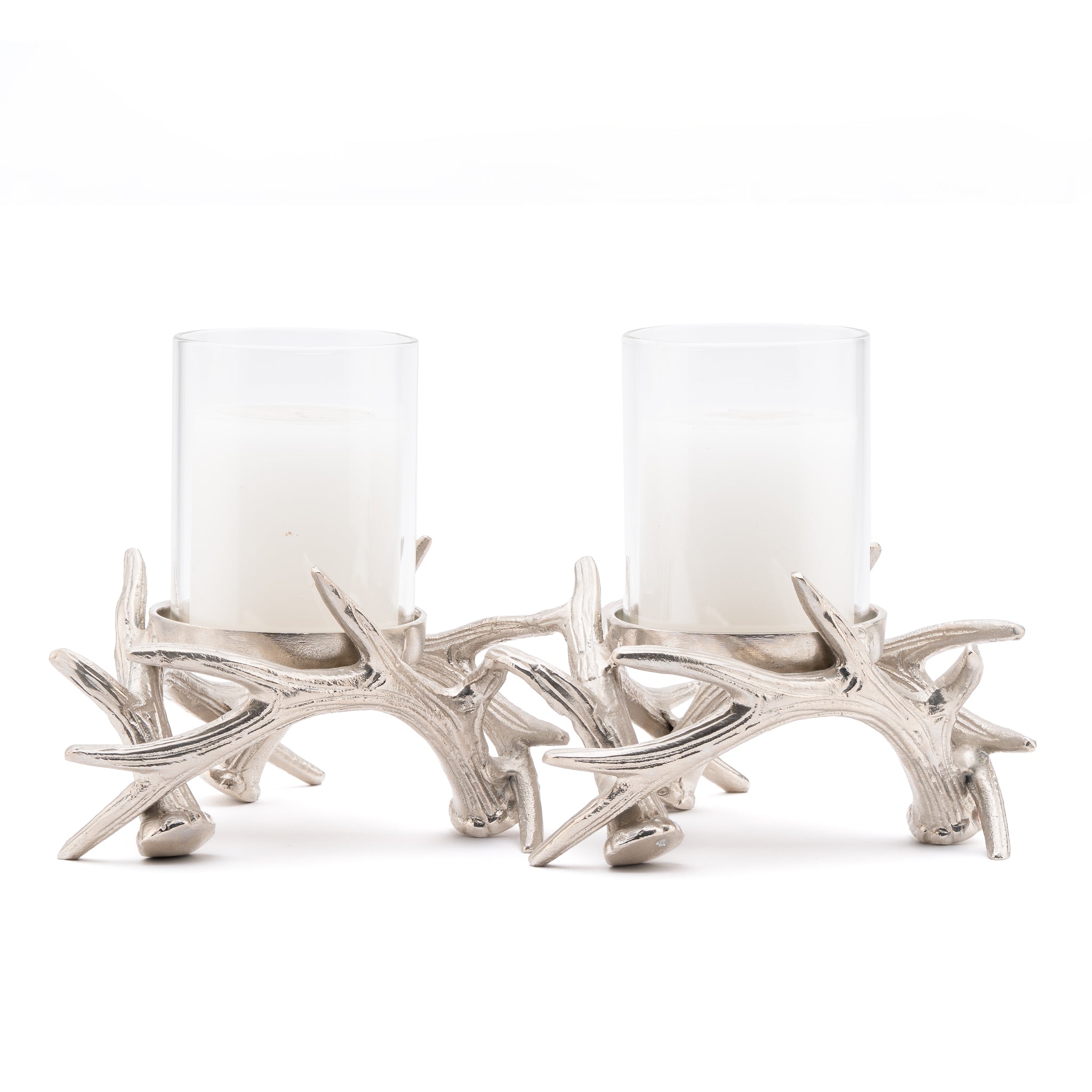Double Branch Candle Holder – Nickel Finish