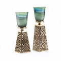 Candle holder with Green Glass