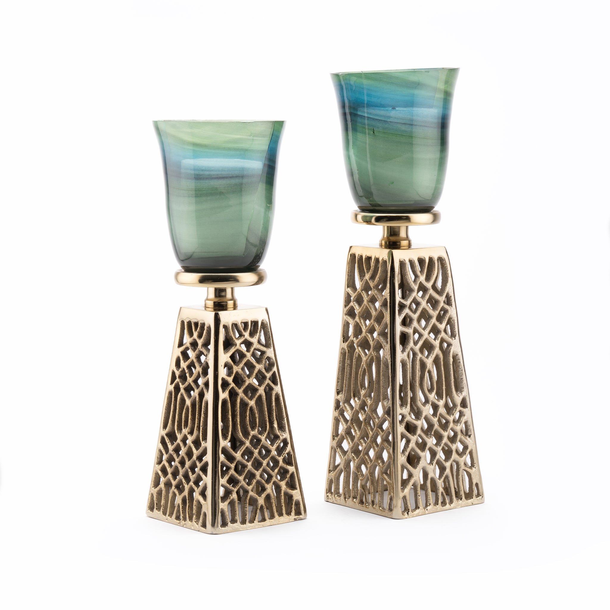 Candle holder with Green Glass