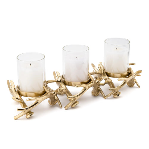 3 light branched candle holder - Gold