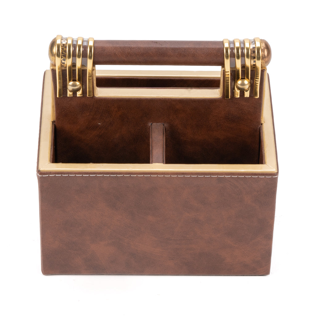 Leatherette Cutlery Holder with Handle