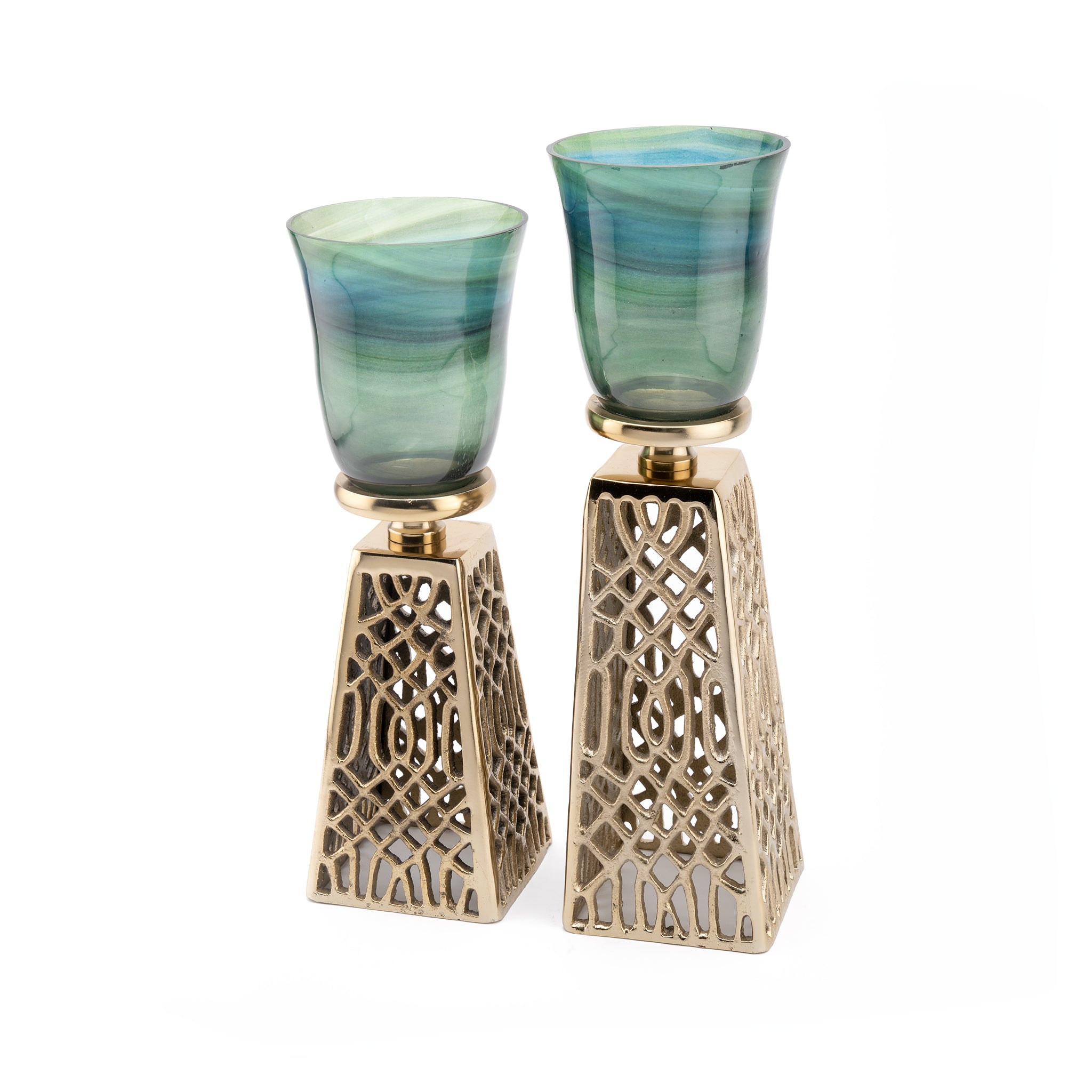 Candle holder with Green Glass
