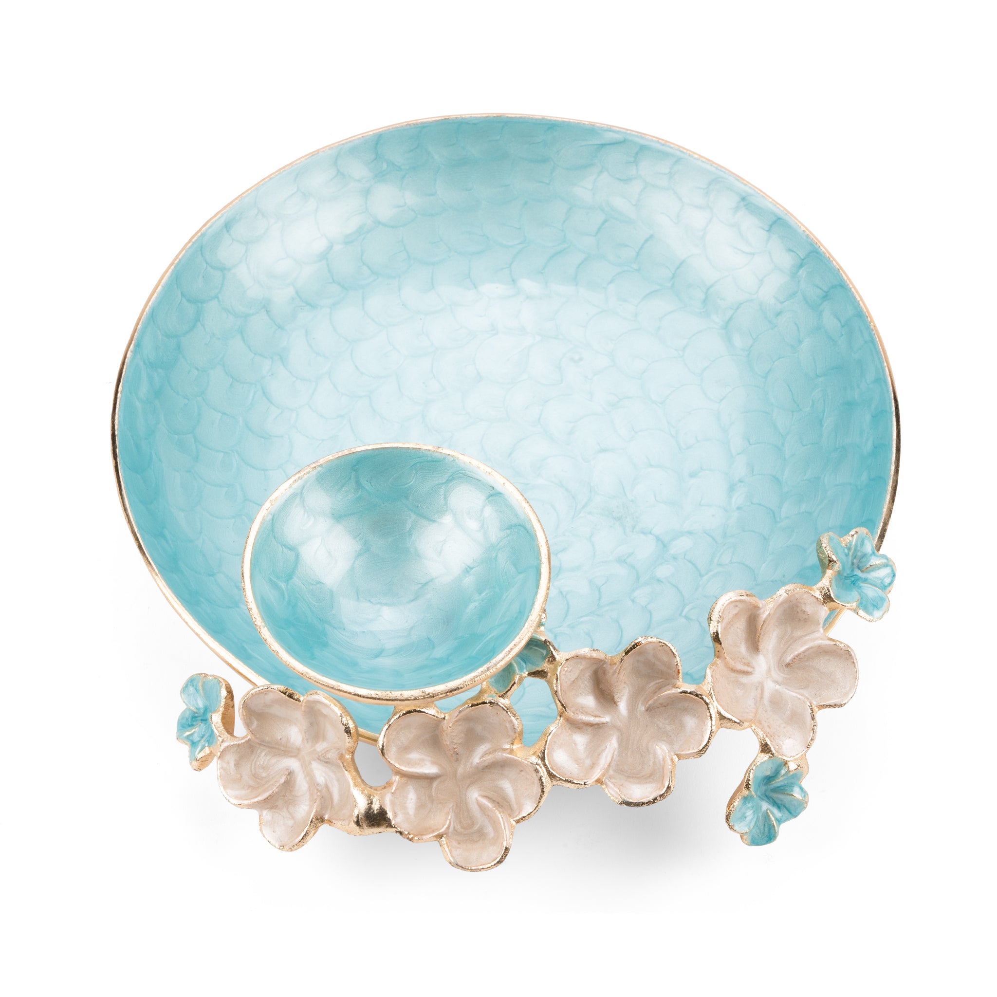 Chips and dip Platters in blue enamel
