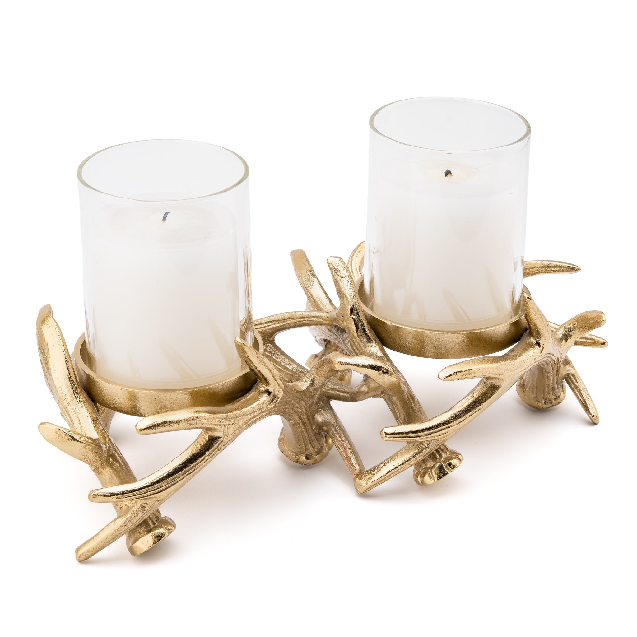 Two Light Branch Candle holder in Gold