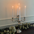 5 Light candle holder in nickle finish