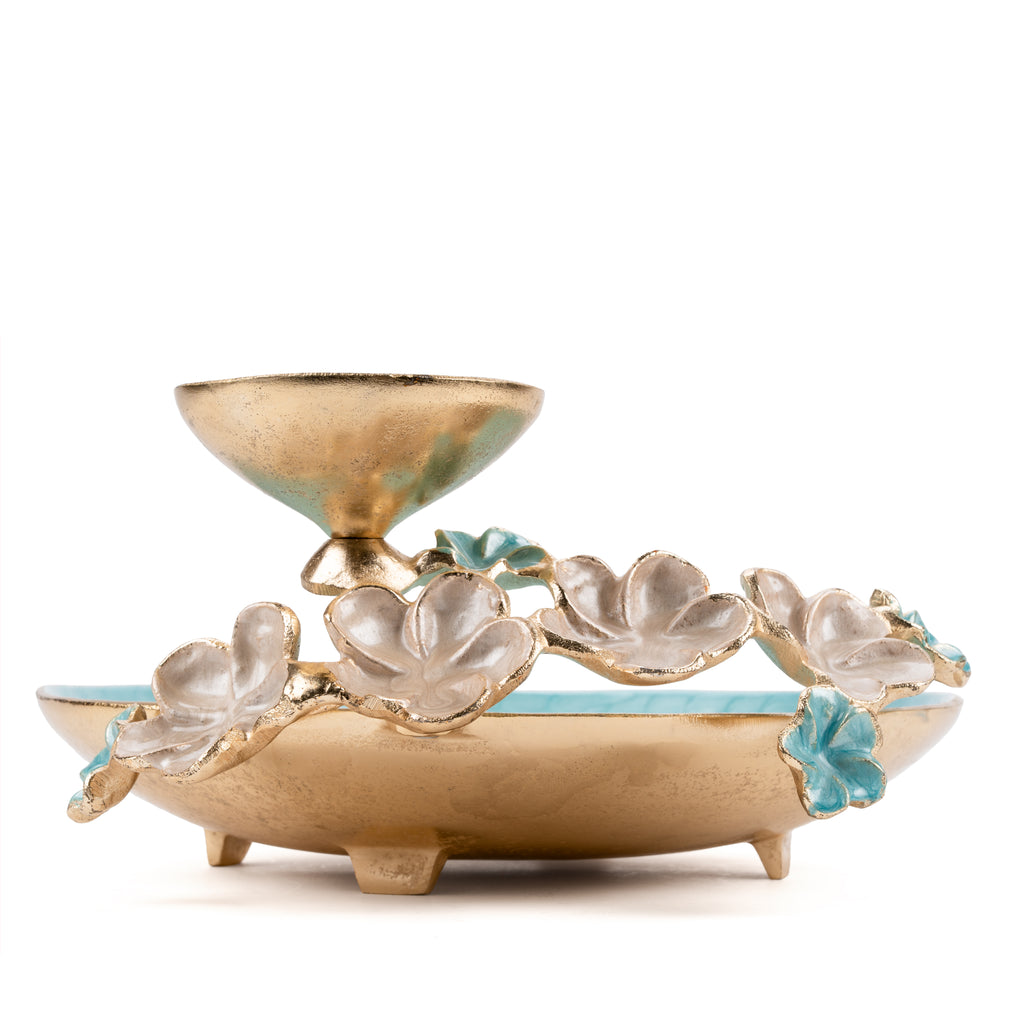 Chips and dip Platters in blue enamel