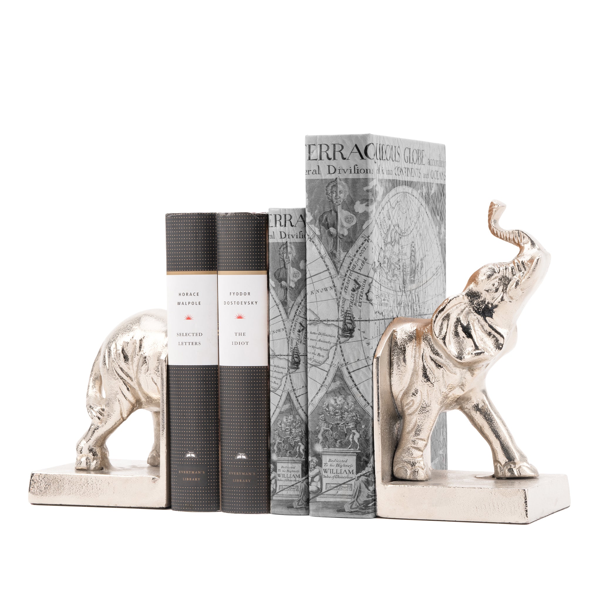 Elephant bookends in nickel finish