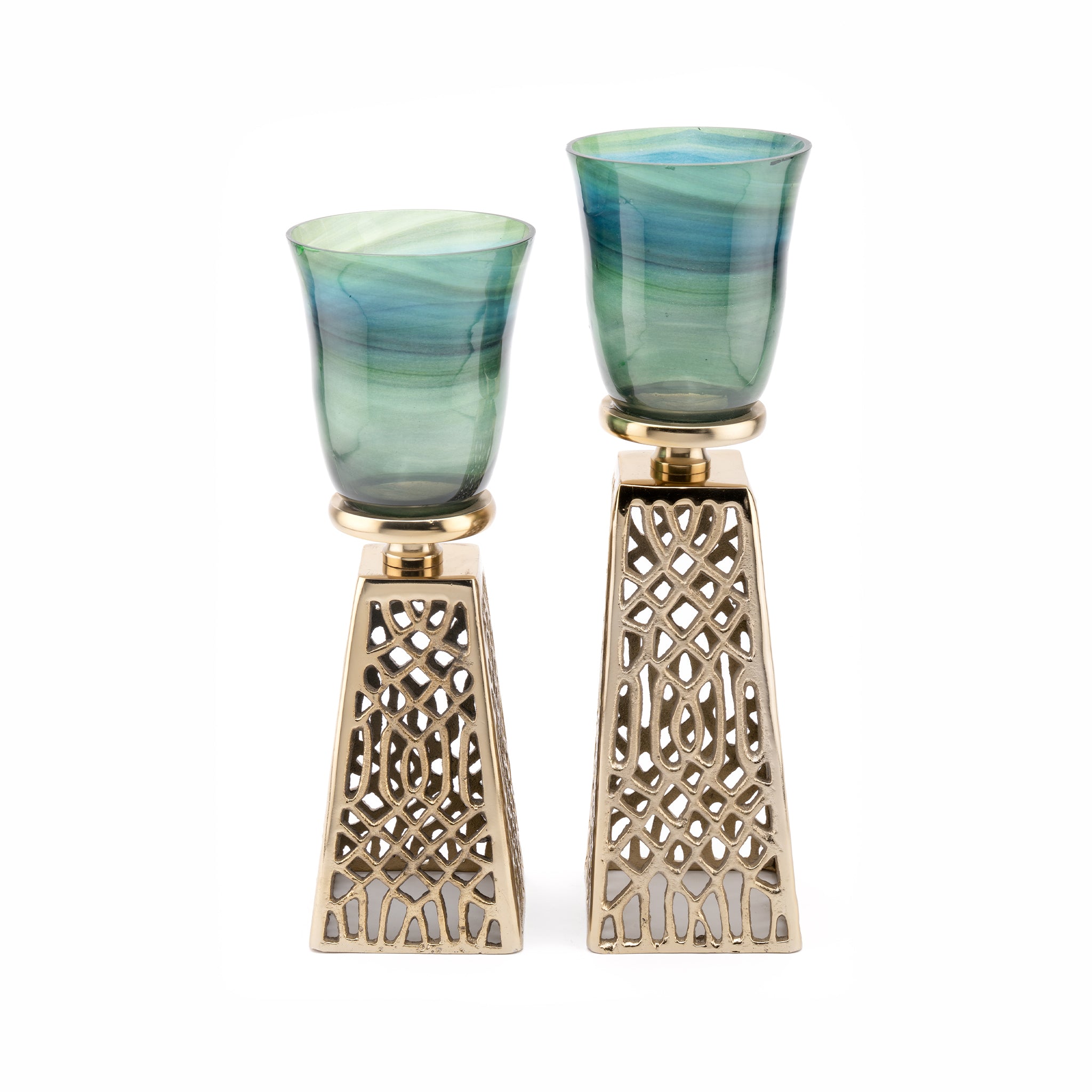 Candle holder with Green Glass