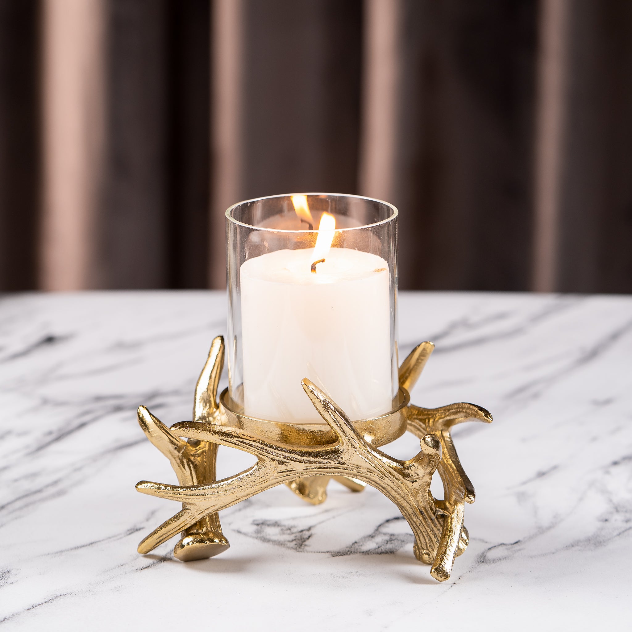 Single Branch Candle Holder – Gold Finish