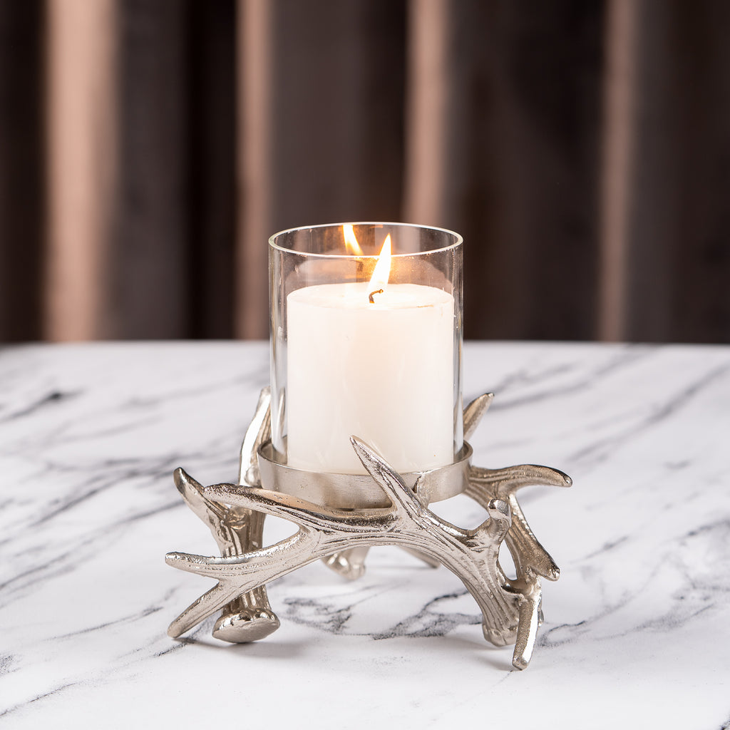 Single Branch Candle Holder – Nickel Finish