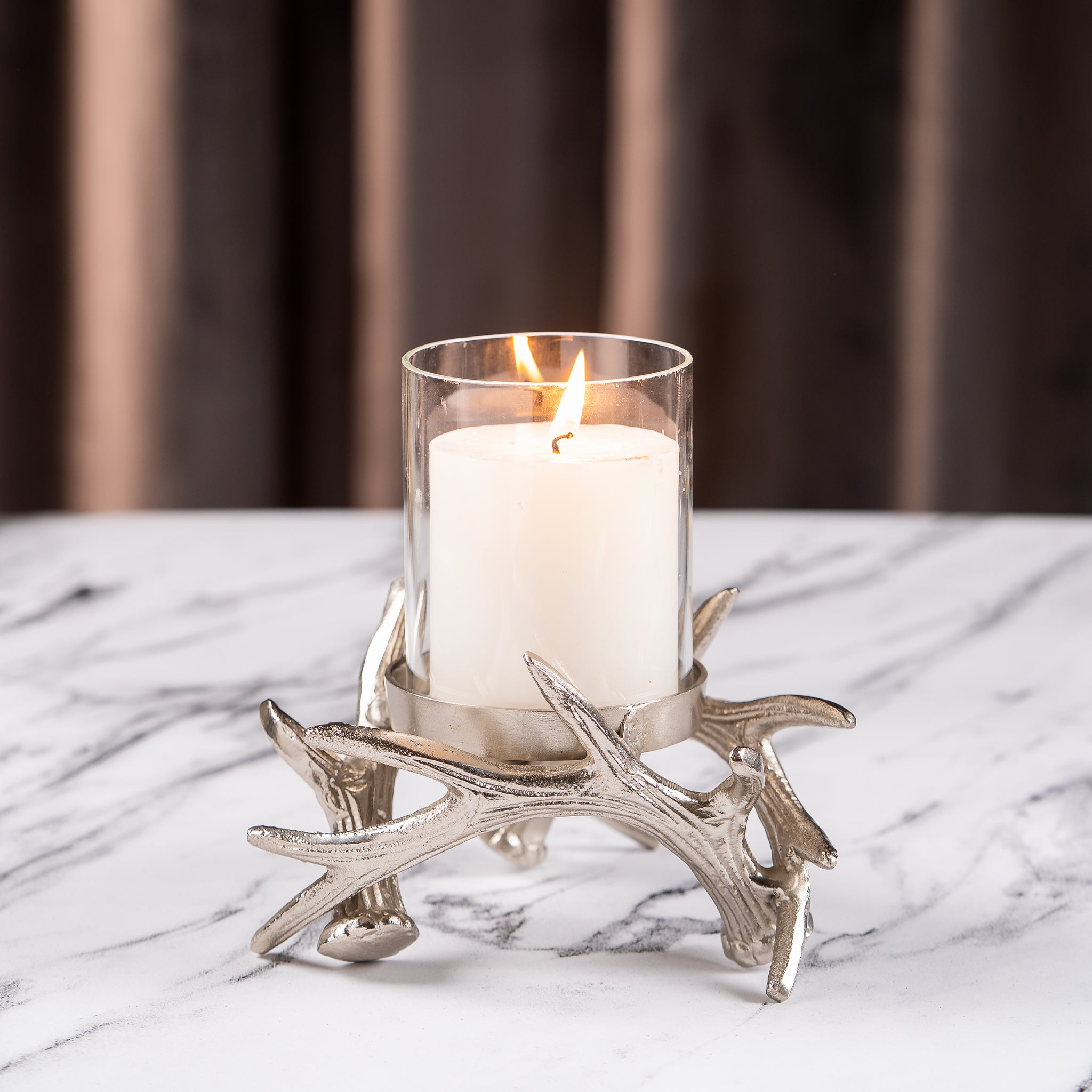 Single Branch Candle Holder – Nickel Finish
