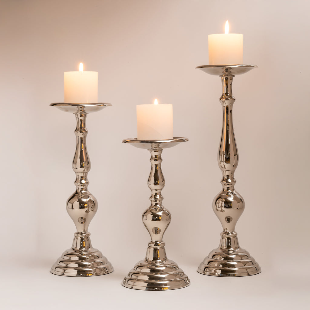 Large Pillar Candle Holder – Nickel Finish