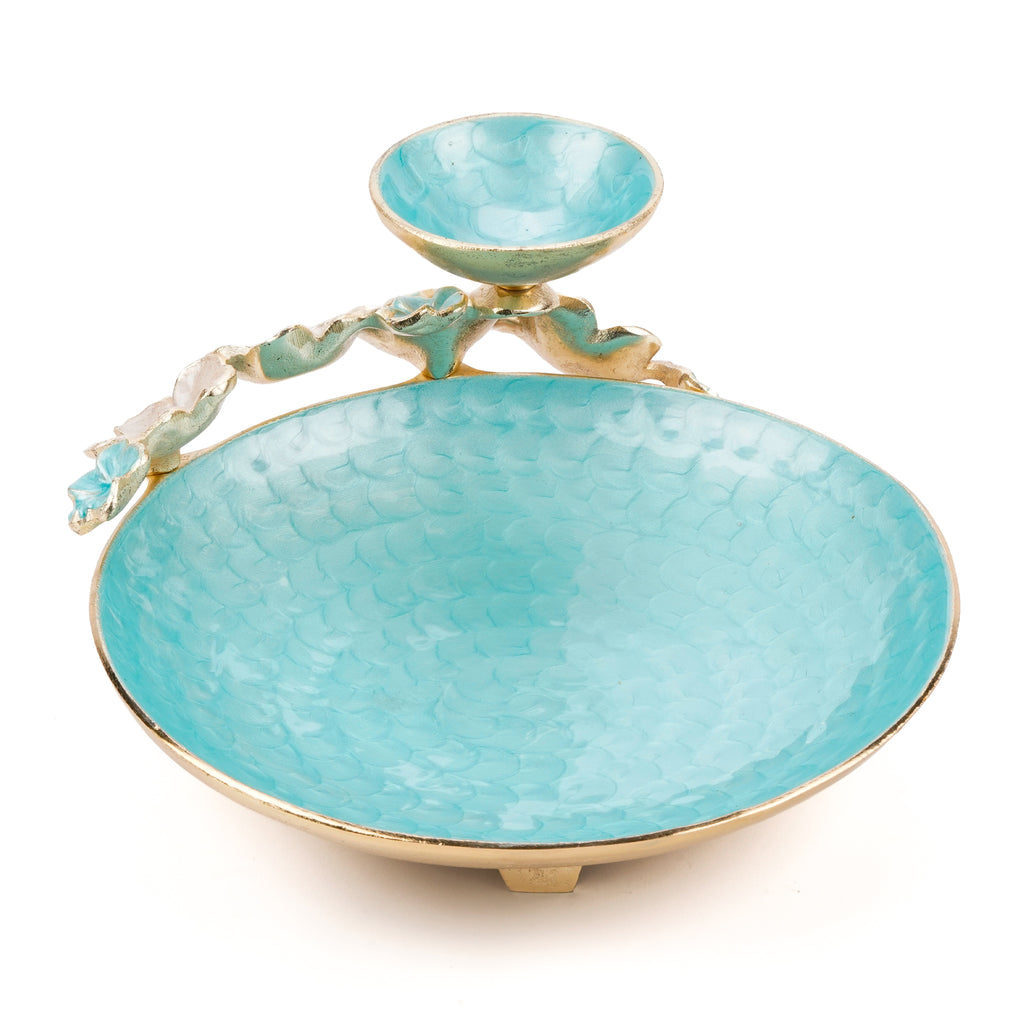 Chips and dip Platters in blue enamel