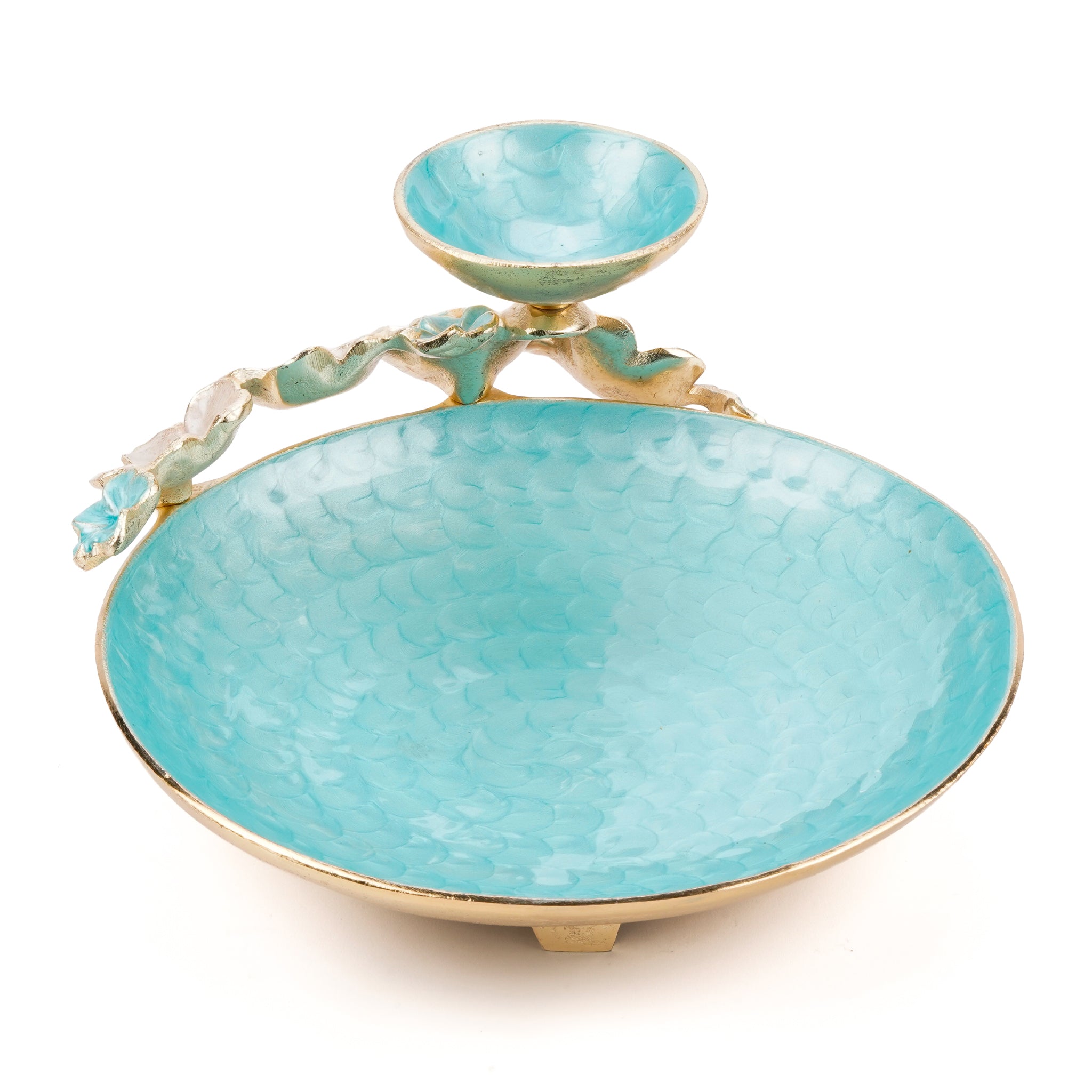 Chips and dip Platters in blue enamel