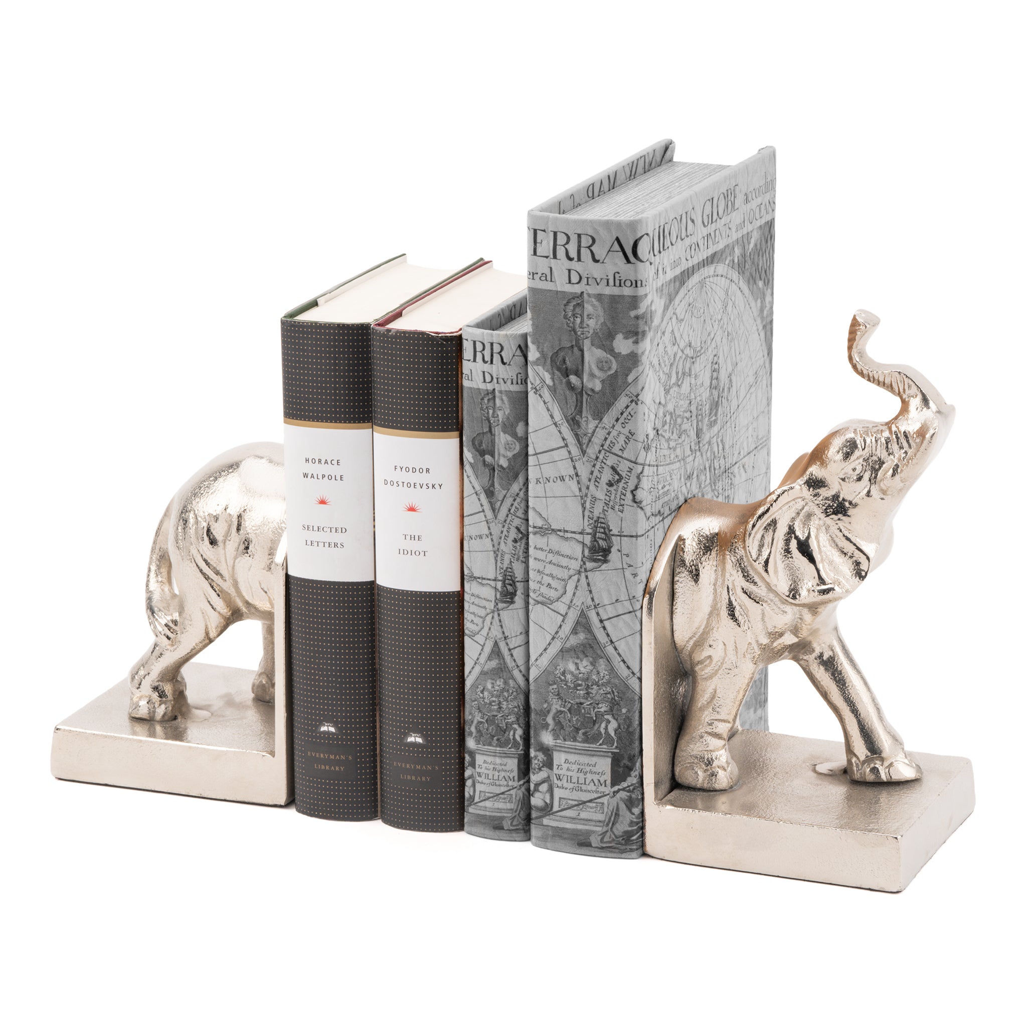 Elephant bookends in nickel finish