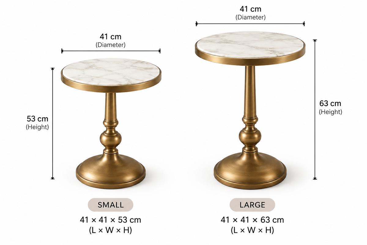 Marble Top Side Table with Slim Metal Frame Set