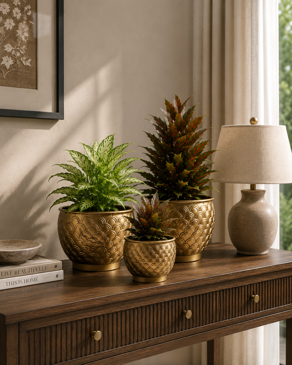 Iron Peacock Planter – Gold Antique Finish