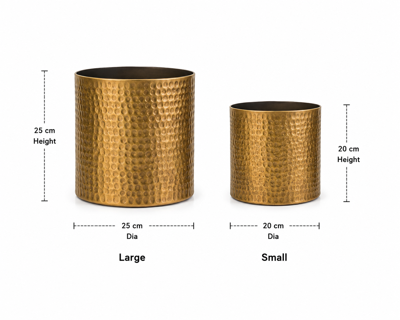 Iron Hammered Planter – Gold Antique Finish