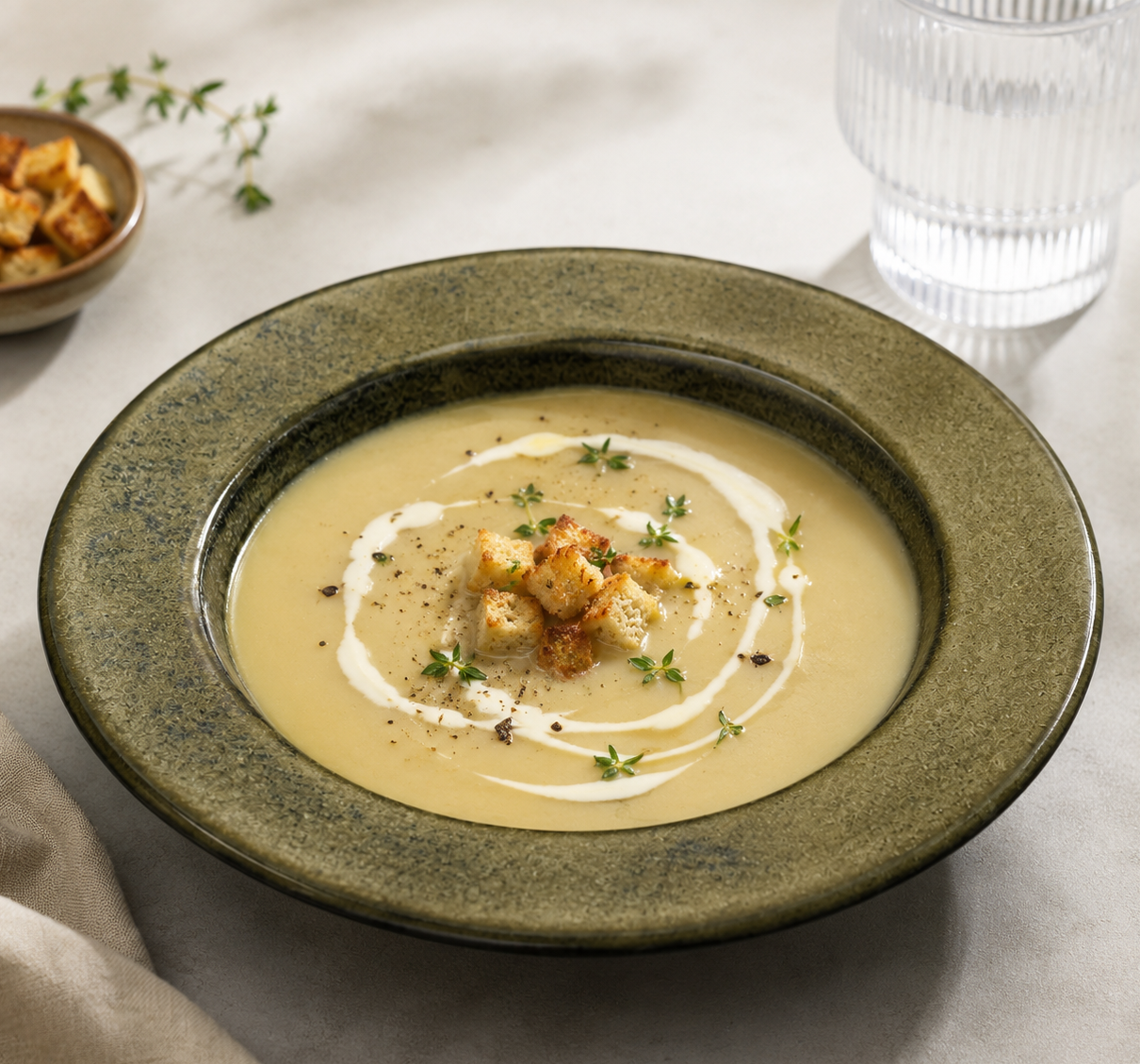 Dark Green Ceramic Soup Plate 10"