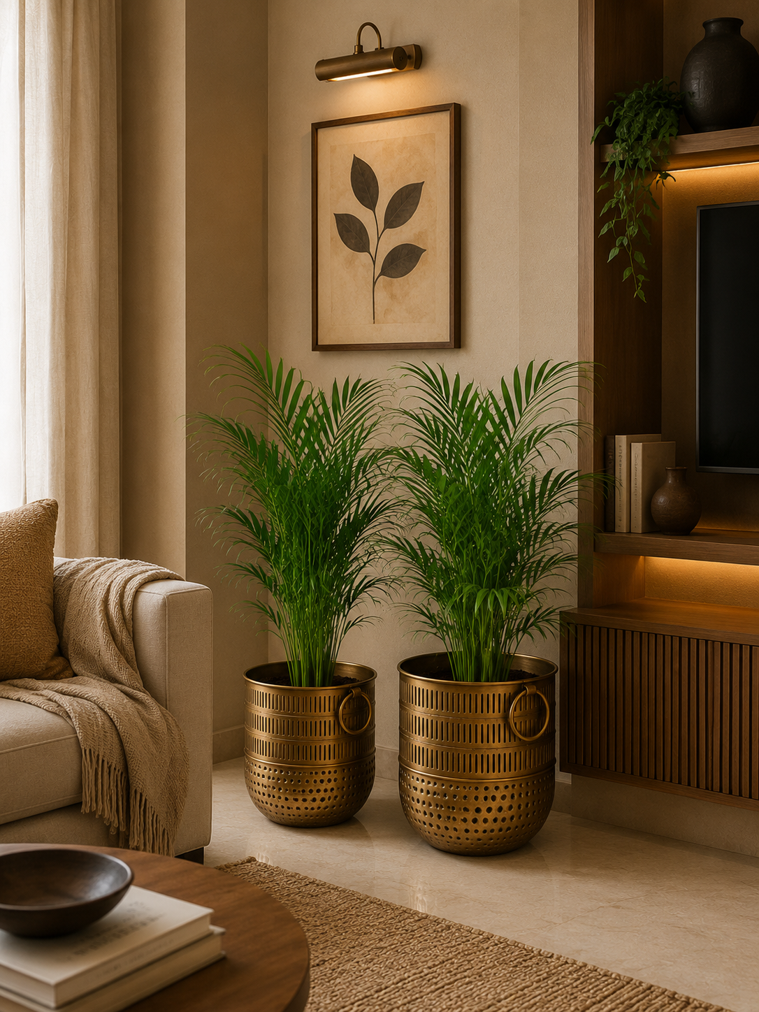 Metal Planter in Brass antique finish with handle