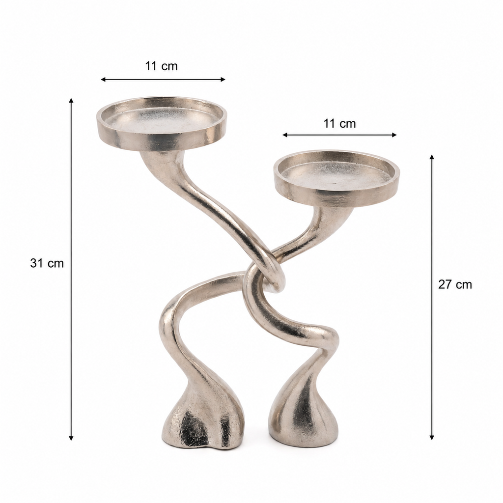 Mingled Alu Piller Candle Holder Set of 2